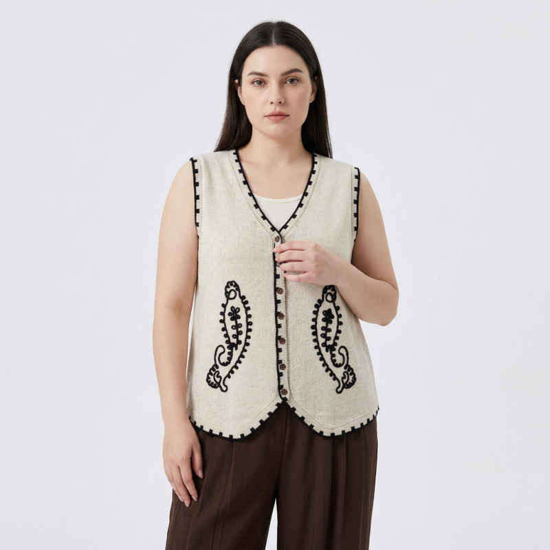 Embroidered Knitted Vest