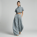 Plaid Wide-leg Pants Suit