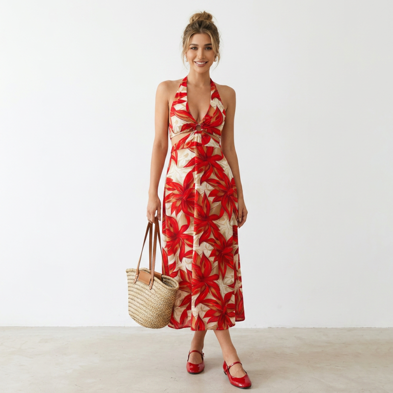 Sexy Backless Halter Neck Dress
