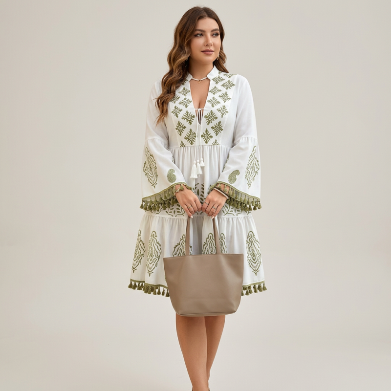 Printed Tassel Dress