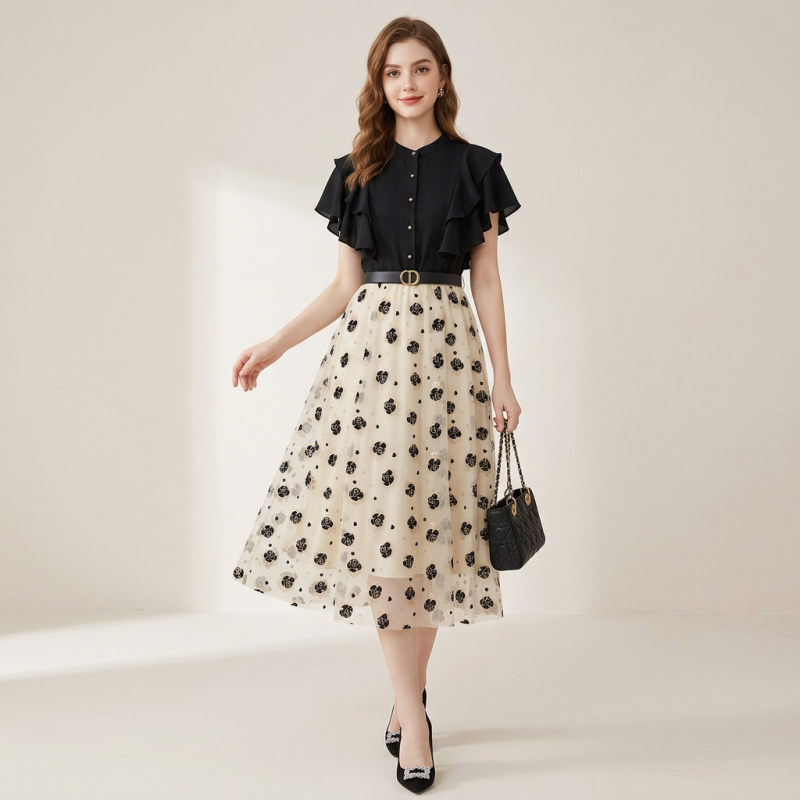 Patchwork Mesh Dress