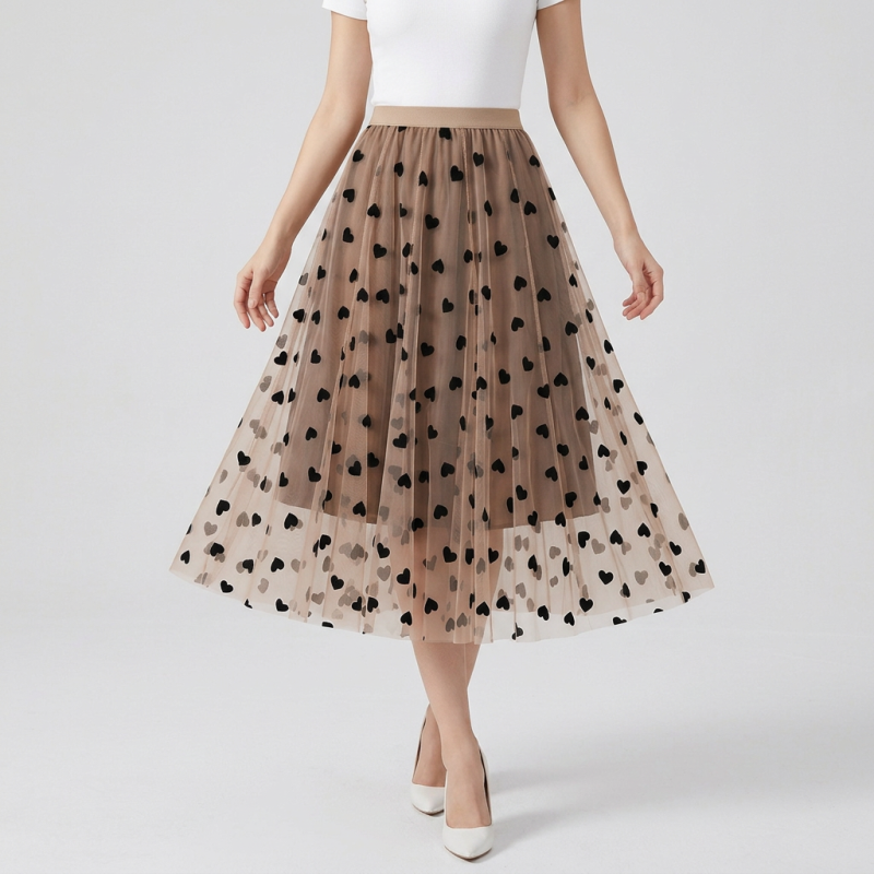 Heart-shaped Midi Skirt