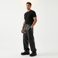 Crocodile-print Wide-leg Leather Pants