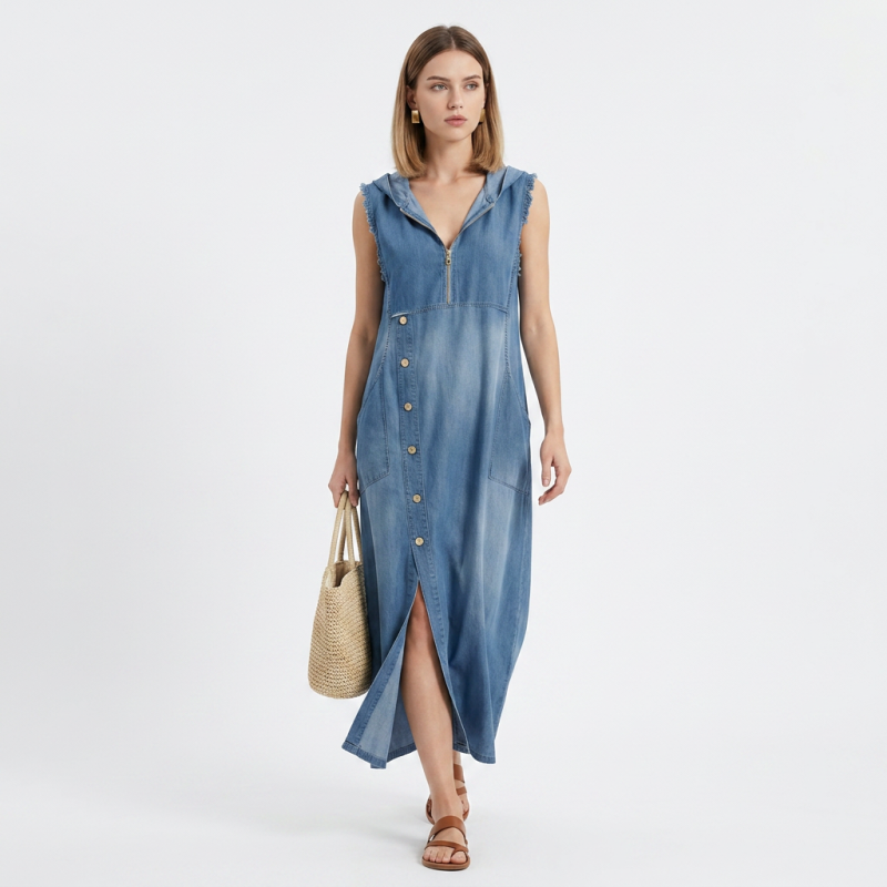 Chic Hooded Denim Skirt