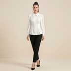 Puff-sleeved Fitted Waist Shirt