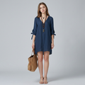 V-neck Mid-sleeve Dress