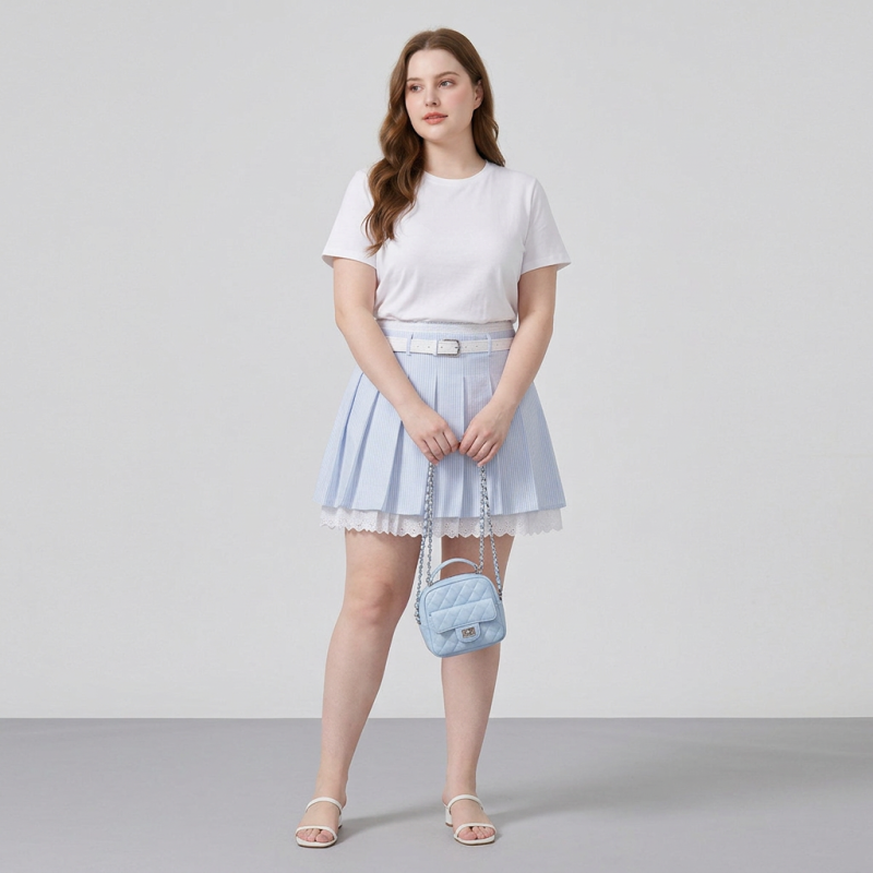High-waisted Double-layered Pleated Skirt
