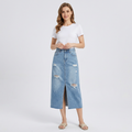 Ripped Denim Skirt