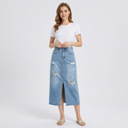 Ripped Denim Skirt