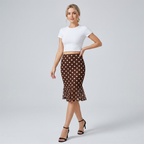 Polka Dot Mesh Fishtail Skirt