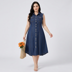 Fashionable Button-down Denim Dress