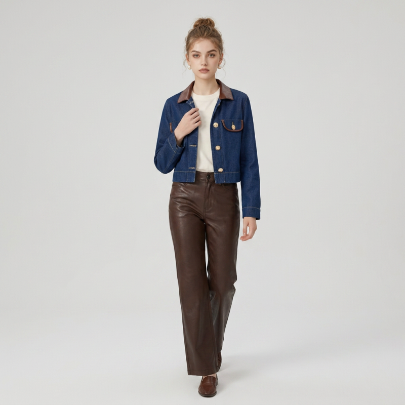Stylish Faux Denim Jacket