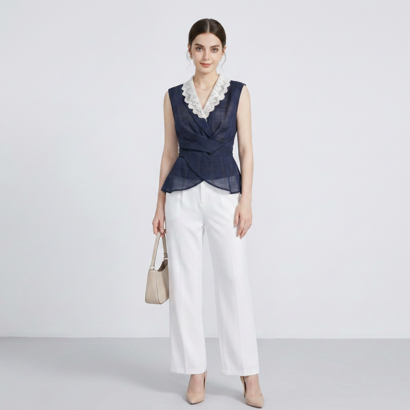Designer Lace Collar Shirt