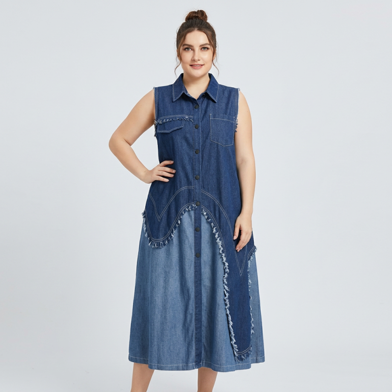Denim Patchwork Vest Skirt