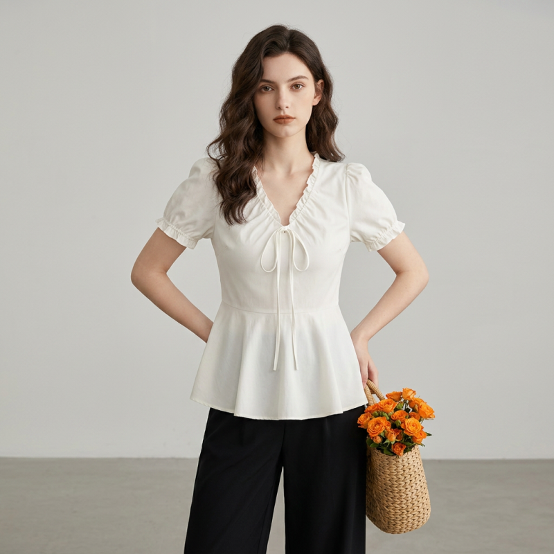 Pleated Tie Shirt