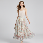 Floral Mesh Midi Skirt