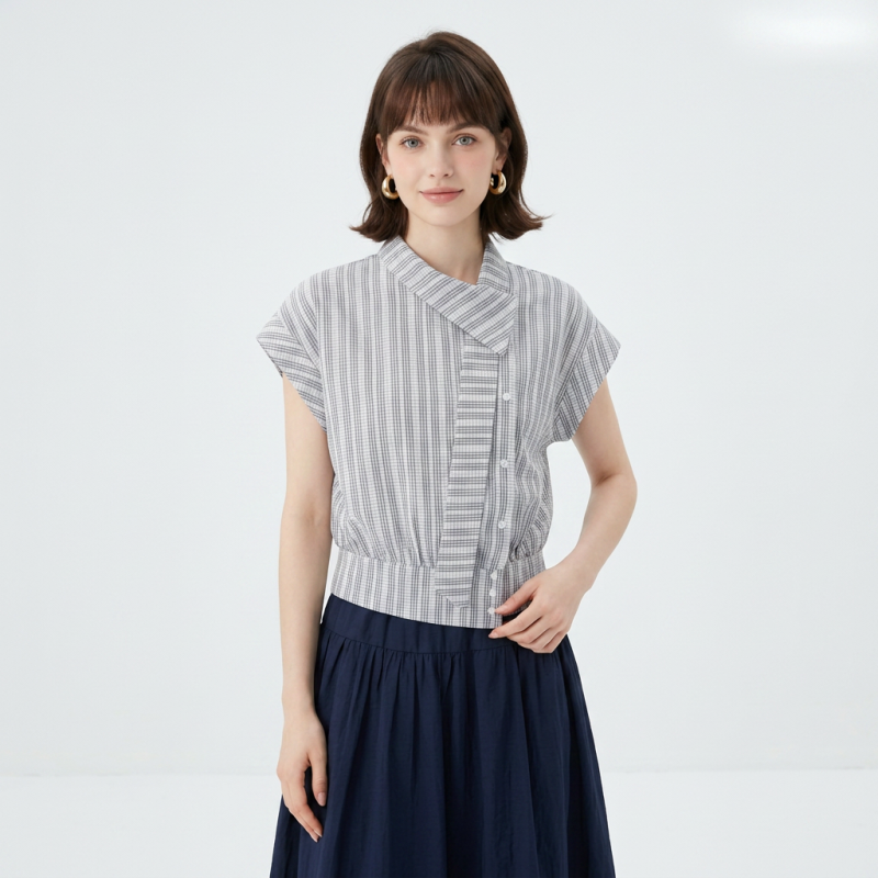 Striped Irregular Sleeveless Shirt