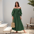 Off-the-shoulder Lantern Sleeve Dress