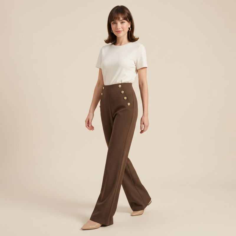High-waisted Flared Casual Pants