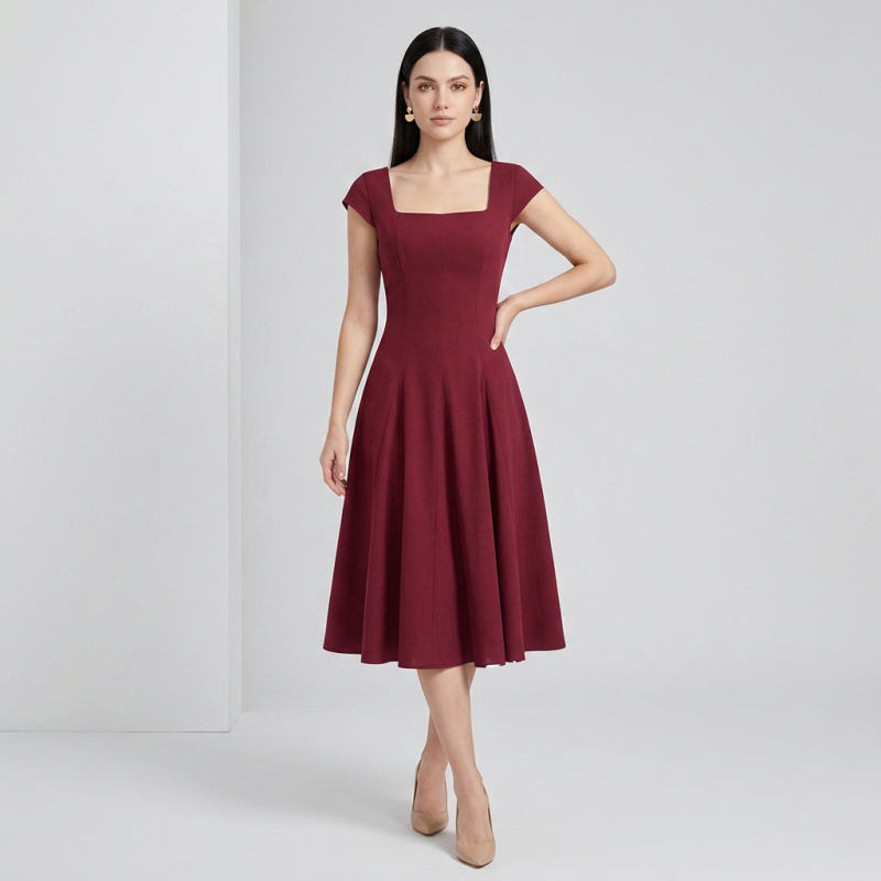 French-style Fitted Waist Dress