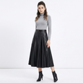 Fashionable Pleated Leather Skirt