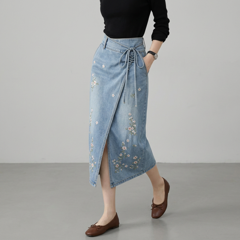 Stylish High-waisted Slit Skirt