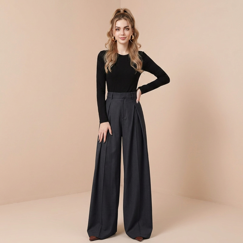 High-waisted Flowy Suit Pants