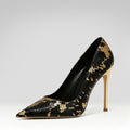 Snake-print Pointed-toe High Heels