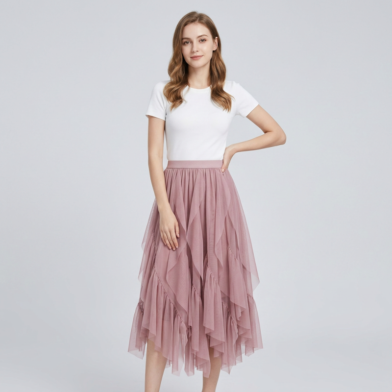 Ruffled Tulle Skirt
