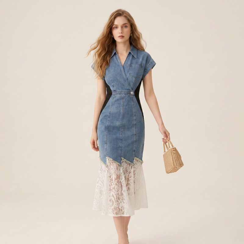 Retro Lace Patchwork Dress