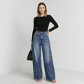Trendy Metallic Denim Jeans