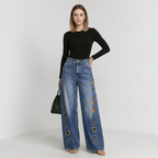 Trendy Metallic Denim Jeans