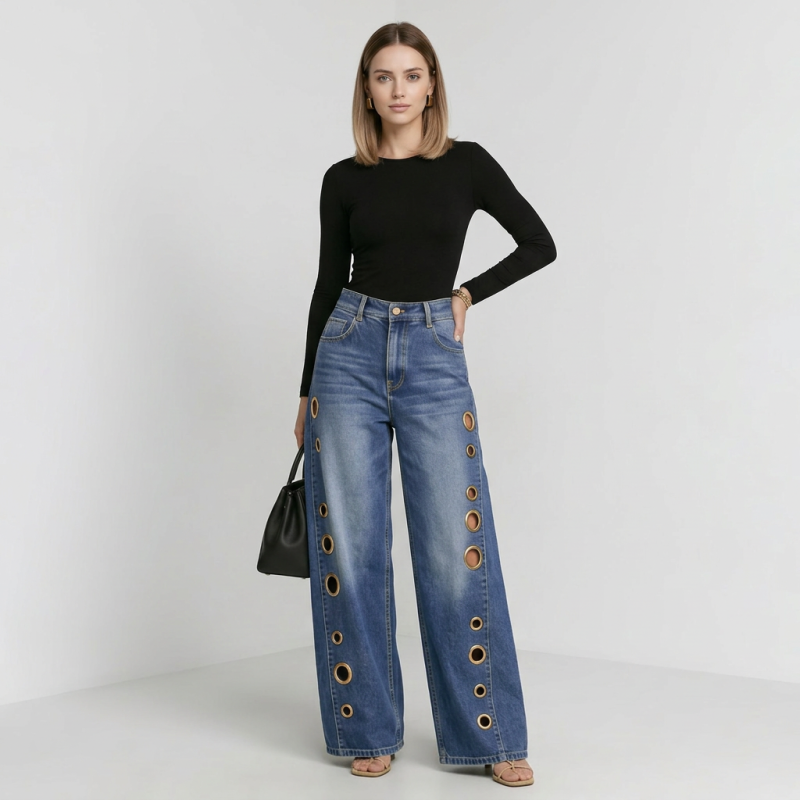 Trendy Metallic Denim Jeans