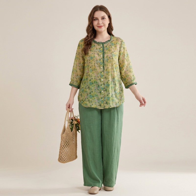 Stylish Three-quarter Sleeve Floral Shirt