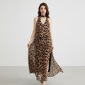 Leopard Print Halter Neck Dress