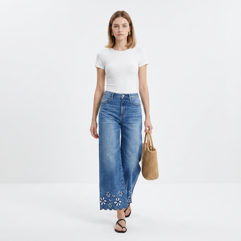 French Embroidered Jeans