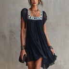 Embroidered Square Neck Dress