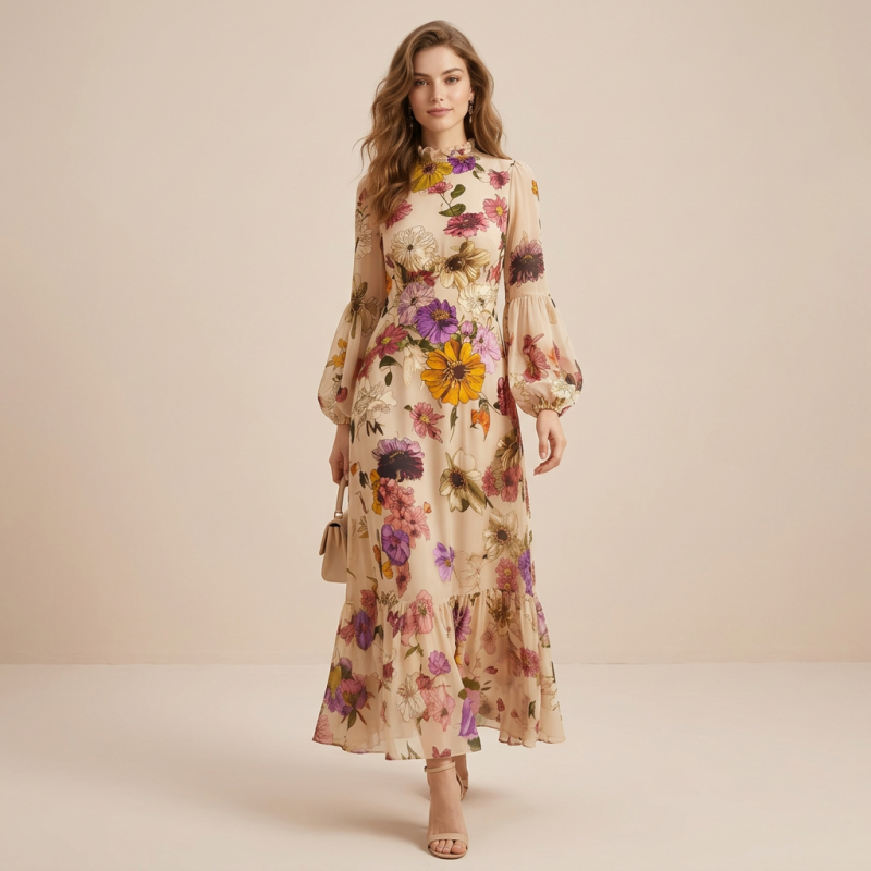 Ruffled Chiffon Dress