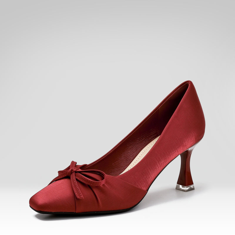 Square-toe Satin High Heels