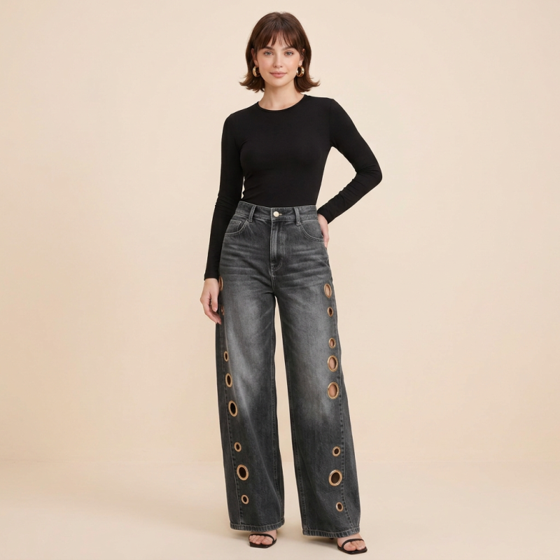 High-waisted Wide-leg Jeans