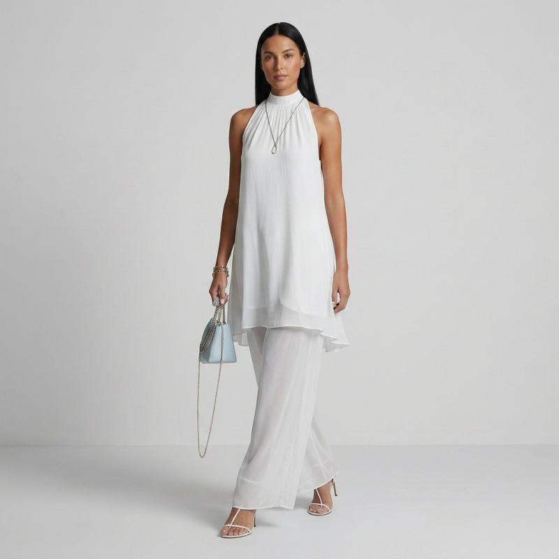 Faux Two-piece Chiffon Dress