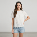 French Lace Puff Sleeve Blouse