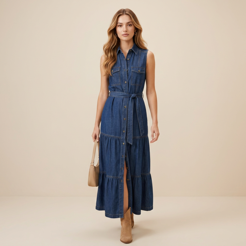 Tie-waist Sleeveless Dress