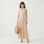 Suit Collar Pleated Dress