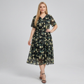 Plus-size Floral V-neck Dress