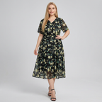 Plus-size Floral V-neck Dress