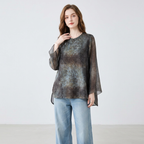Tie-dye Gradient Sheer Shirt