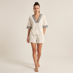 Color-blocked Striped Two-piece Set