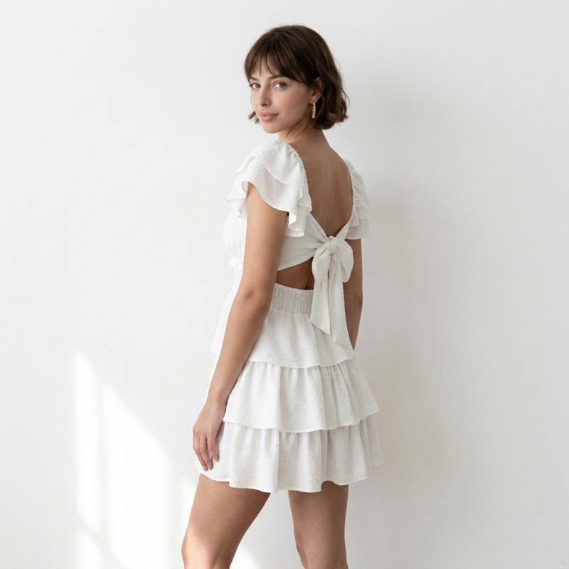 Ruffled Square Neck Dress