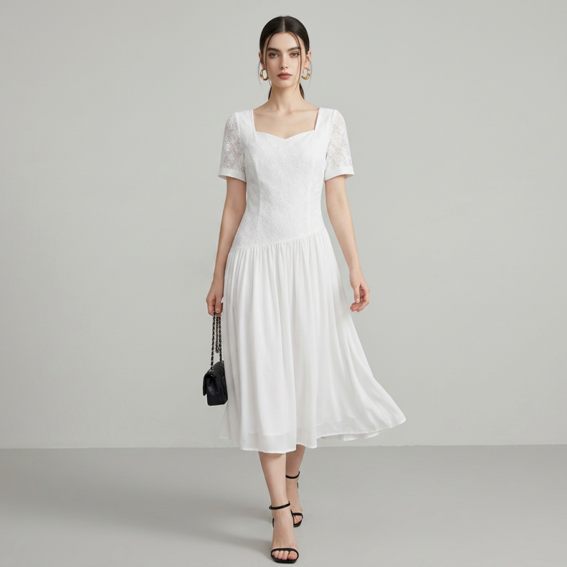 French Square Neck Dress
